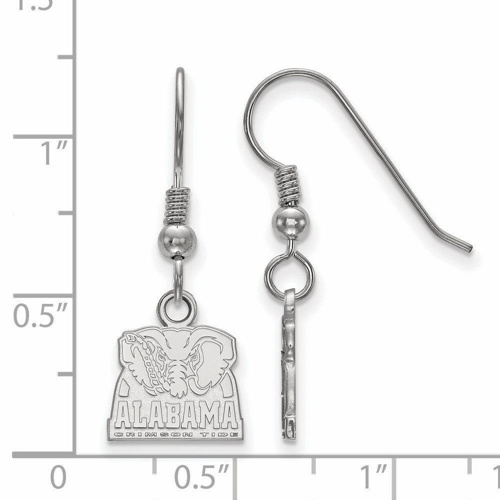 Sterling Silver Rhodium-plated LogoArt University of Alabama Elephant Extra Small Dangle Wire Earrings