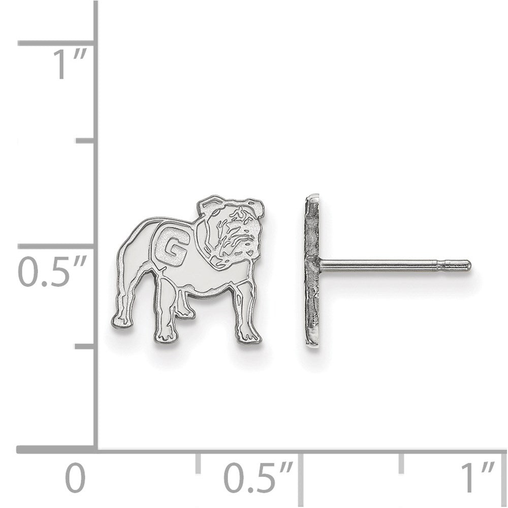 Sterling Silver Rhodium-plated LogoArt University of Georgia Bulldog Extra Small Post Earrings