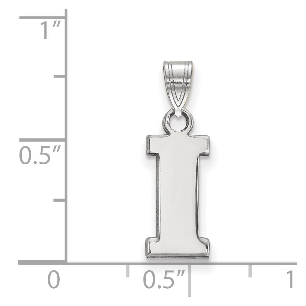 Sterling Silver Rhodium-plated LogoArt University of Iowa Letter I Small Pendant