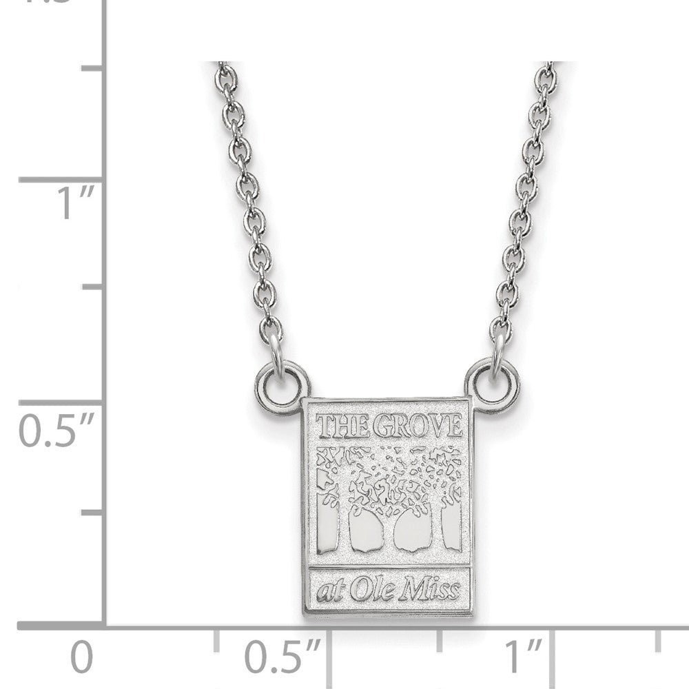 14k White Gold LogoArt University of Mississippi The Grove at Ole Miss Small Pendant 18 inch Necklace