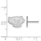 14k White Gold LogoArt University of Wisconsin Badger Extra Small Post Earrings