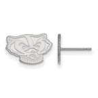 Sterling Silver Rhodium-plated LogoArt University of Wisconsin Badger Extra Small Post Earrings
