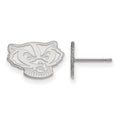 10k White Gold LogoArt University of Wisconsin Badger Extra Small Post Earrings