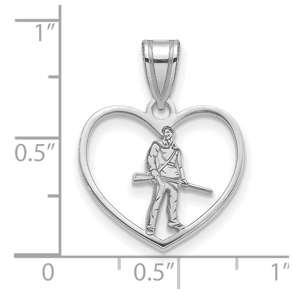 Sterling Silver Rhodium-plated LogoArt West Virginia University Mountaineer Heart Pendant
