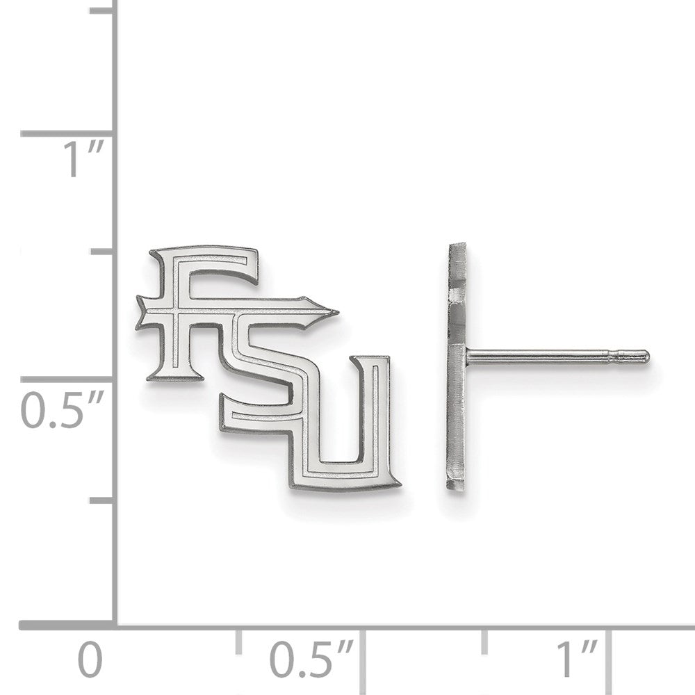 Sterling Silver Rhodium-plated LogoArt Florida State University F-S-U Small Post Earrings