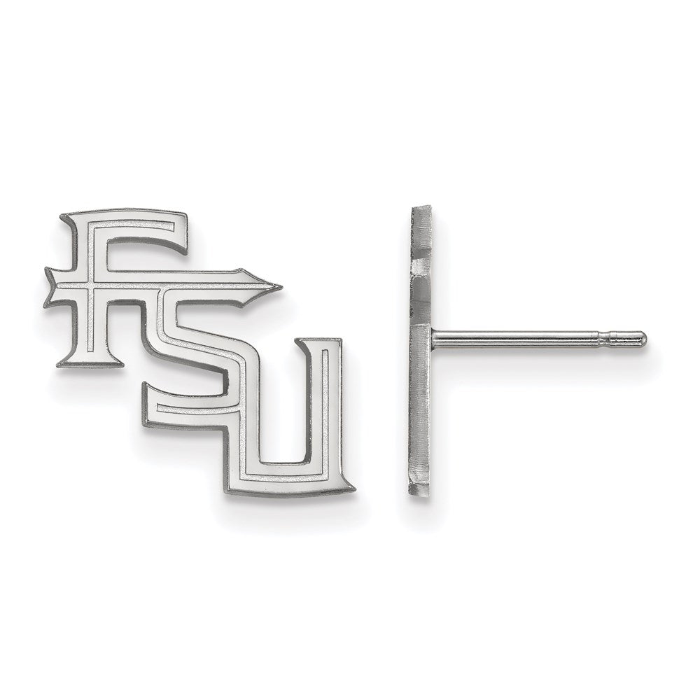 14k White Gold LogoArt Florida State University F-S-U Small Post Earrings