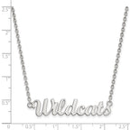 Sterling Silver Rhodium-plated LogoArt Kansas State University Wildcats Script Medium Pendant 18 inch Necklace