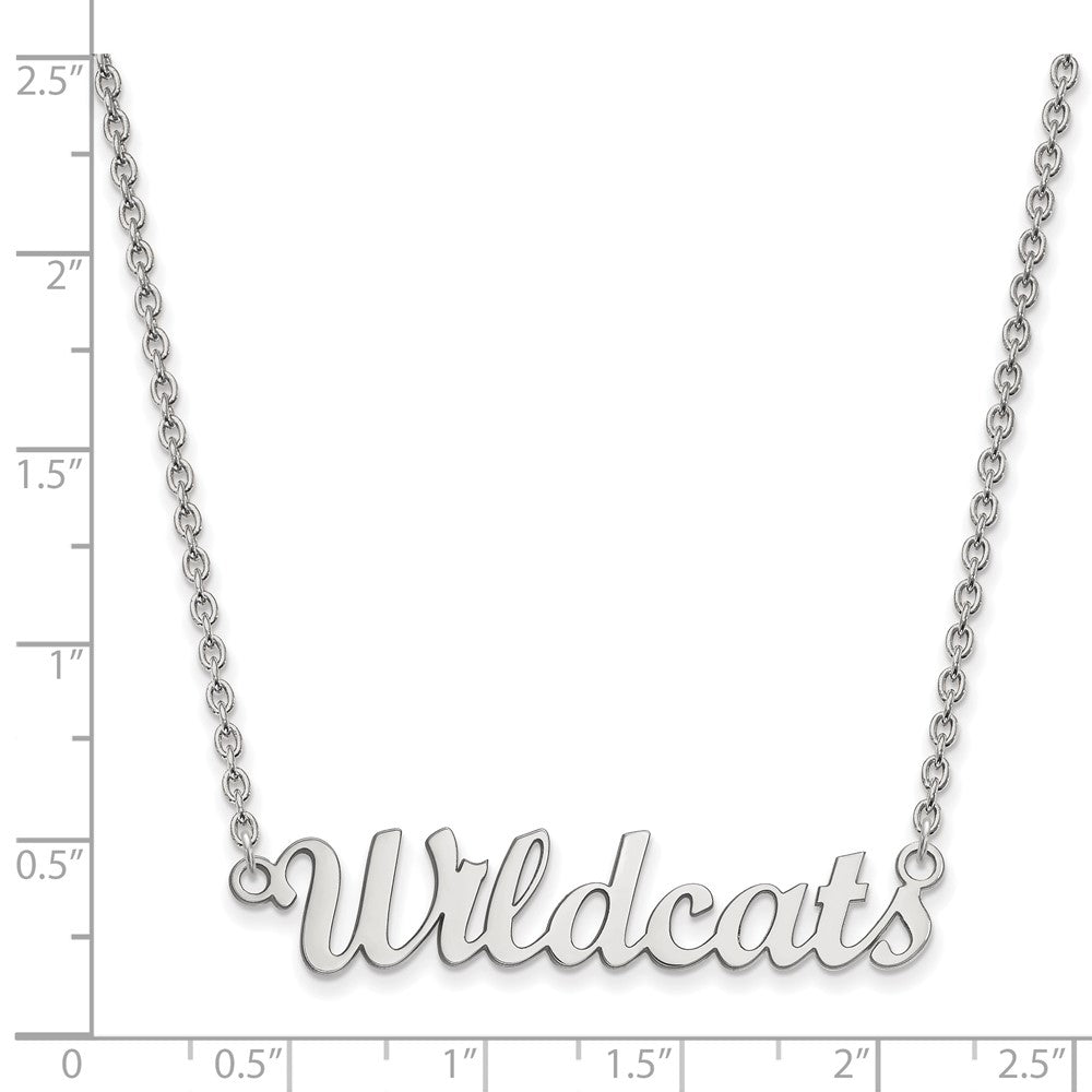 Sterling Silver Rhodium-plated LogoArt Kansas State University Wildcats Script Medium Pendant 18 inch Necklace