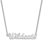 Sterling Silver Rhodium-plated LogoArt Kansas State University Wildcats Script Medium Pendant 18 inch Necklace
