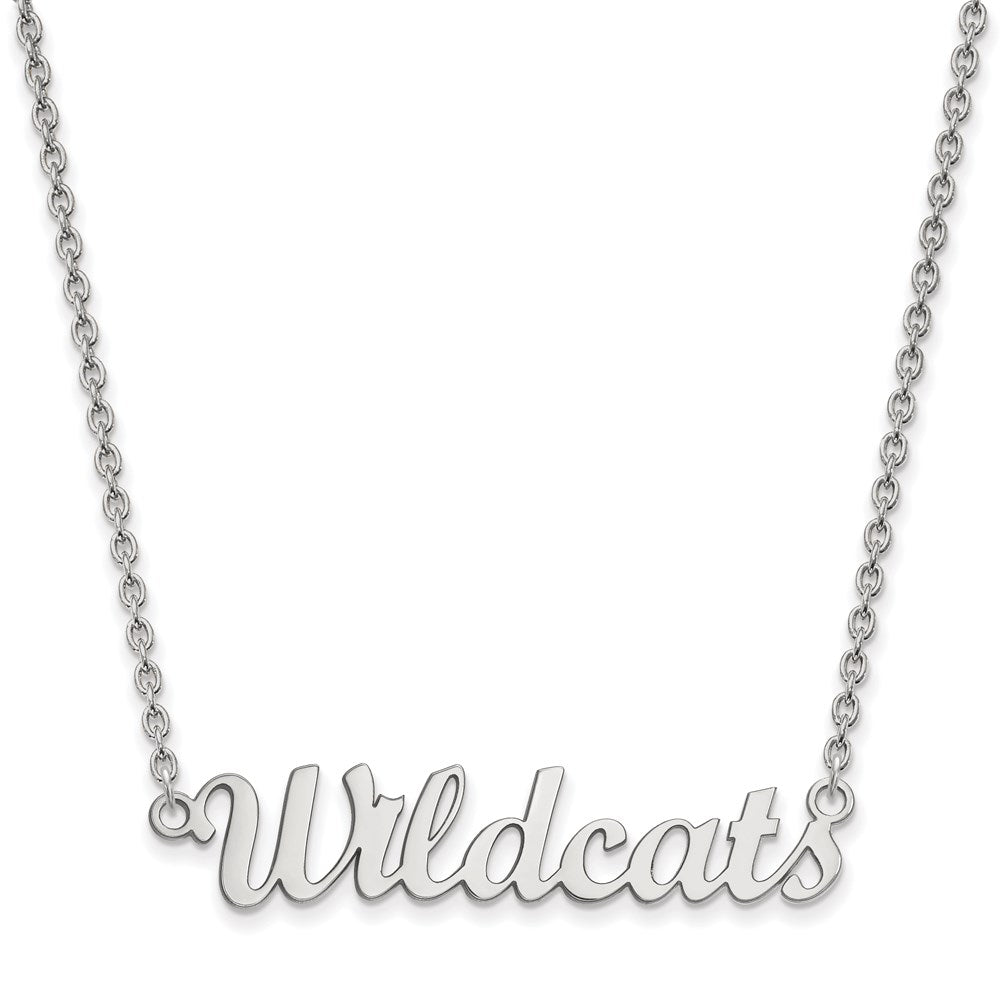 Sterling Silver Rhodium-plated LogoArt Kansas State University Wildcats Script Medium Pendant 18 inch Necklace