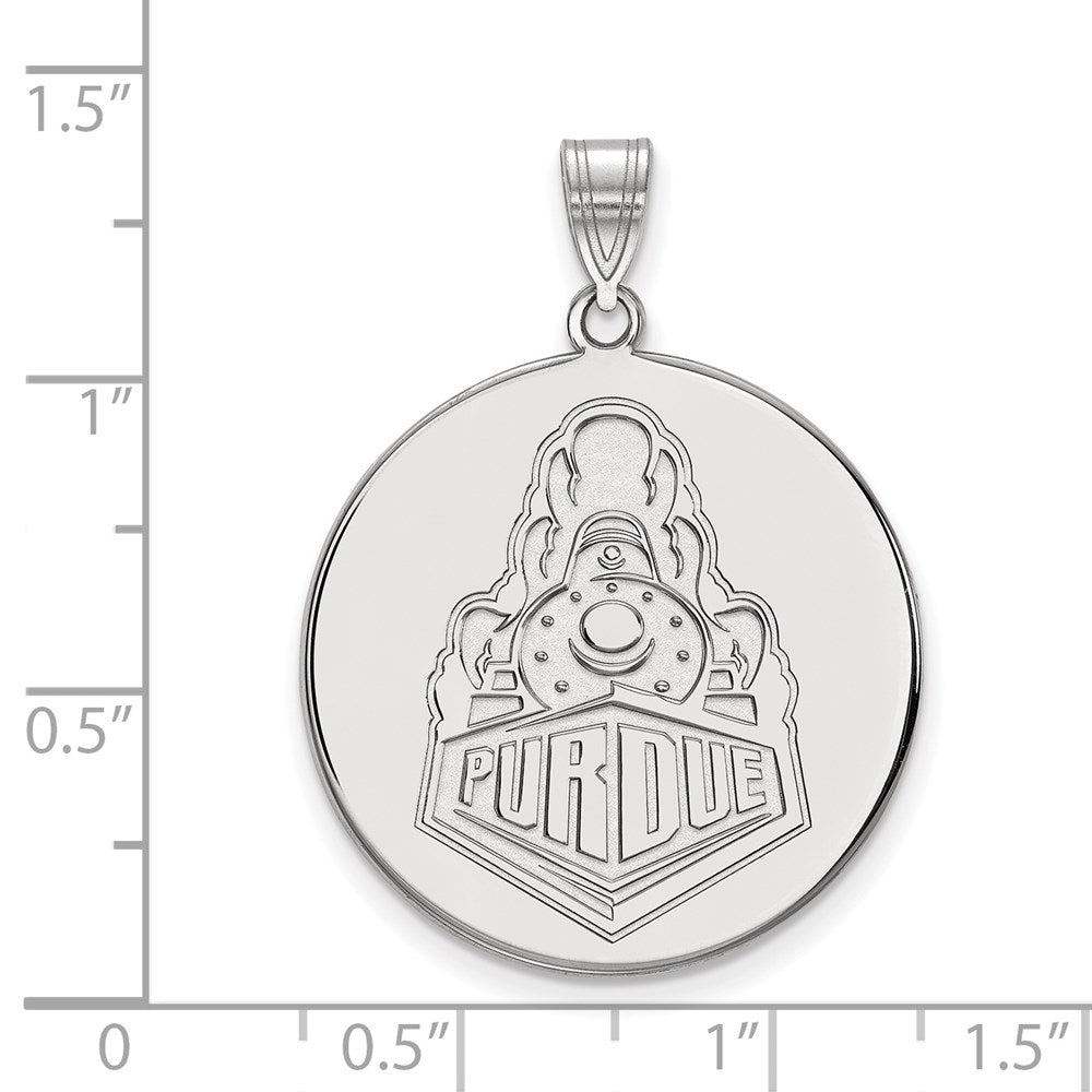Sterling Silver Rhodium-plated LogoArt Purdue University Boilermakers Train Logo Extra Large Disc Pendant