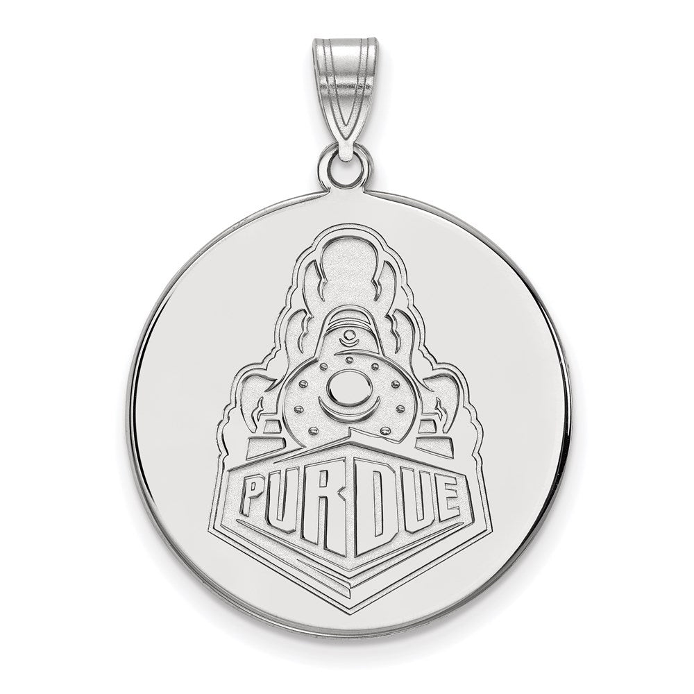 Sterling Silver Rhodium-plated LogoArt Purdue University Boilermakers Train Logo Extra Large Disc Pendant