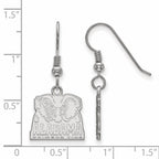 Sterling Silver Rhodium-plated LogoArt University of Alabama Elephant Small Dangle Wire Earrings