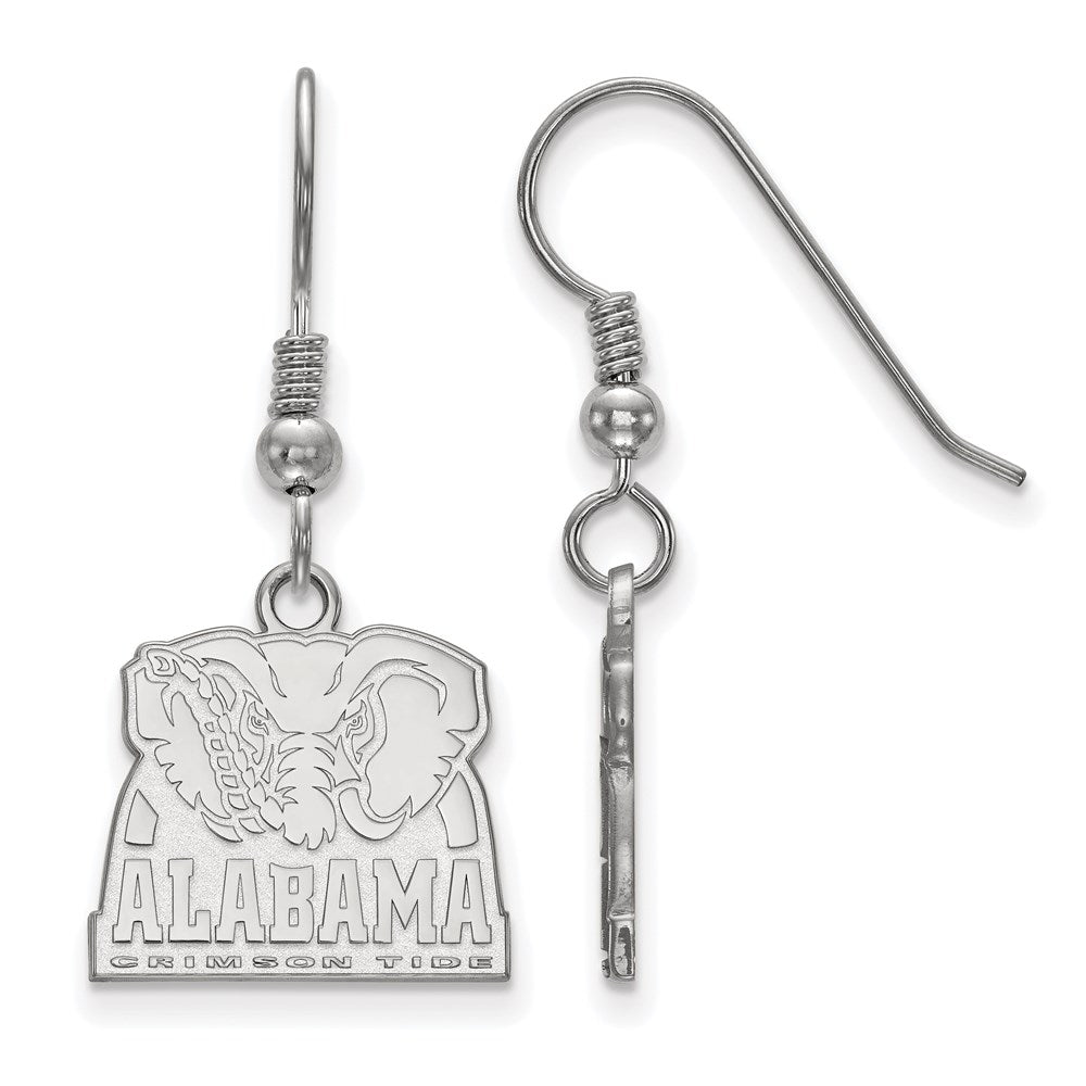 Sterling Silver Rhodium-plated LogoArt University of Alabama Elephant Small Dangle Wire Earrings