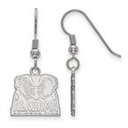 Sterling Silver Rhodium-plated LogoArt University of Alabama Elephant Small Dangle Wire Earrings