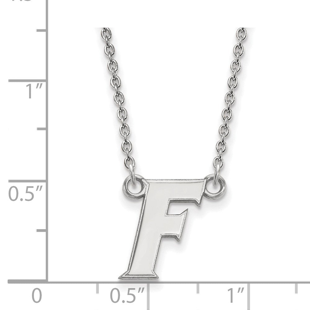 14k White Gold LogoArt University of Florida Letter F Small Pendant 18 inch Necklace