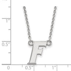 Sterling Silver Rhodium-plated LogoArt University of Florida Letter F Small Pendant 18 inch Necklace