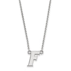 10k White Gold LogoArt University of Florida Letter F Small Pendant 18 inch Necklace