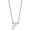 Sterling Silver Rhodium-plated LogoArt University of Florida Letter F Small Pendant 18 inch Necklace