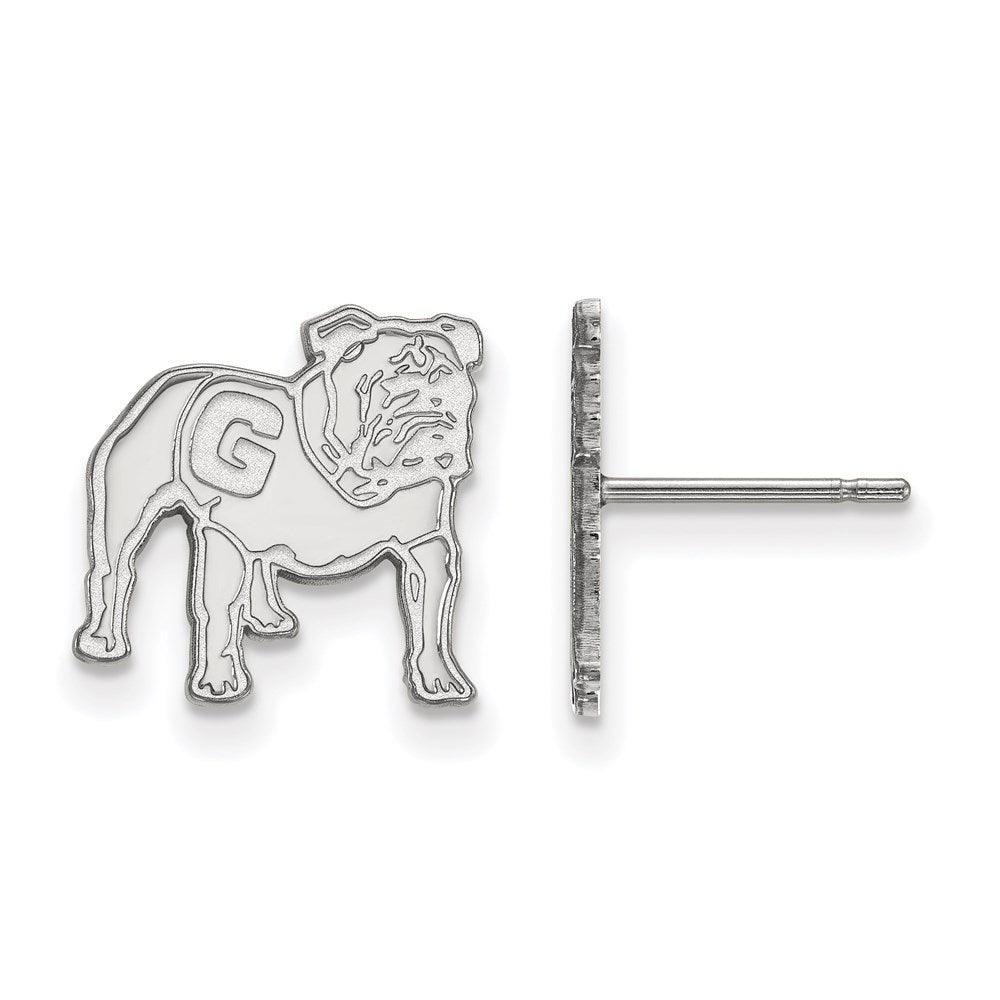 Sterling Silver Rhodium-plated LogoArt University of Georgia Bulldog Small Post Earrings