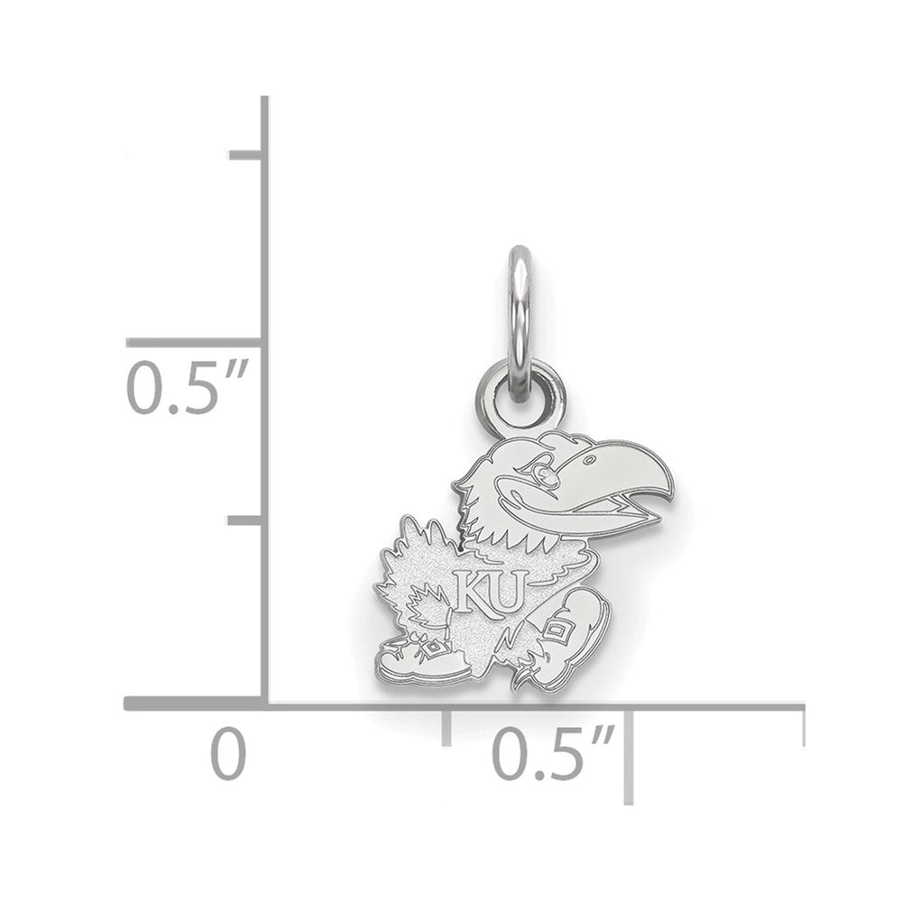 Sterling Silver Rhodium-plated LogoArt University of Kansas Jayhawk Extra Small Pendant