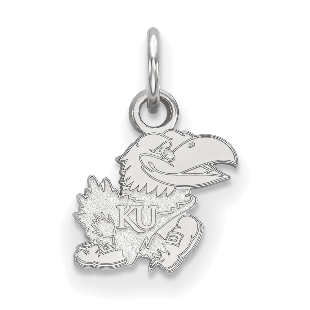 10k White Gold LogoArt University of Kansas Jayhawk Extra Small Pendant