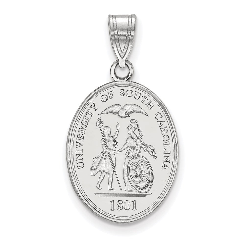 Sterling Silver Rhodium-plated LogoArt University of South Carolina Large Crest Pendant
