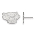 Sterling Silver Rhodium-plated LogoArt University of Wisconsin Badger Small Post Earrings