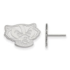 Sterling Silver Rhodium-plated LogoArt University of Wisconsin Badger Small Post Earrings