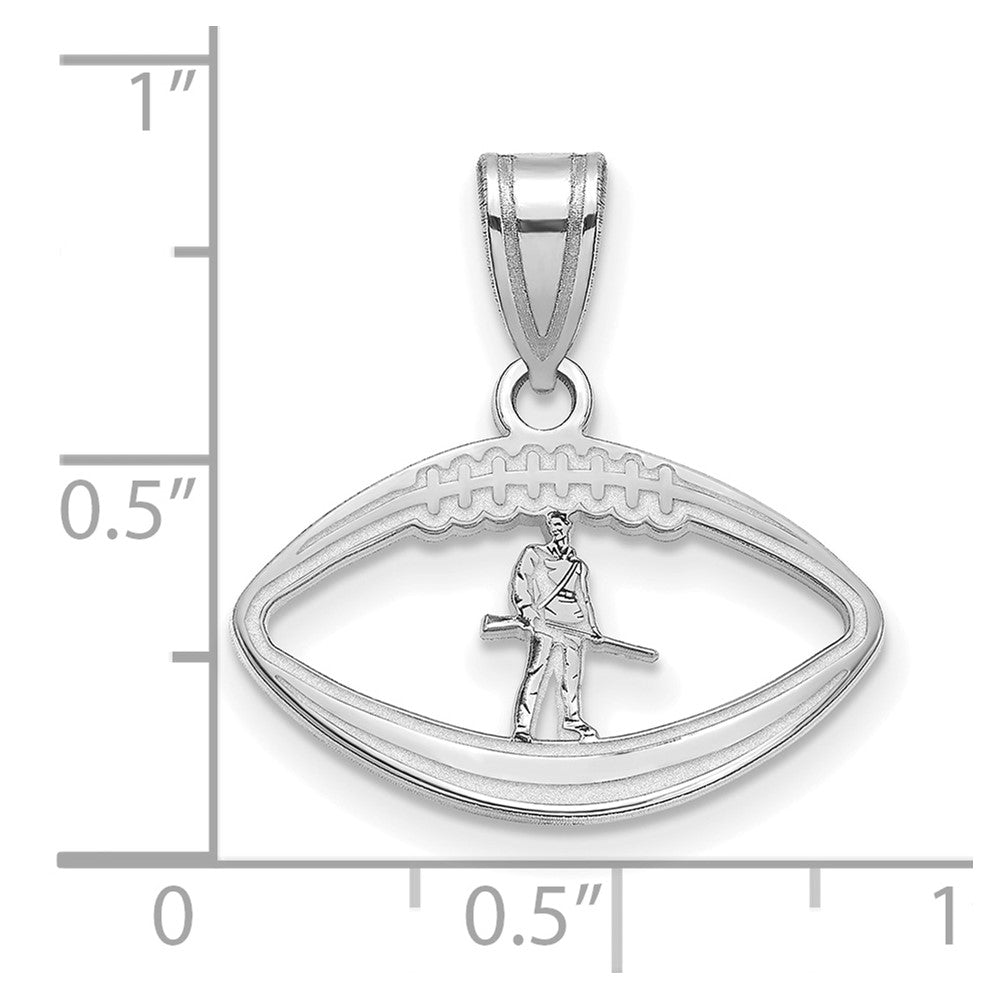 Sterling Silver Rhodium-plated LogoArt West Virginia University Mountaineer Football Pendant