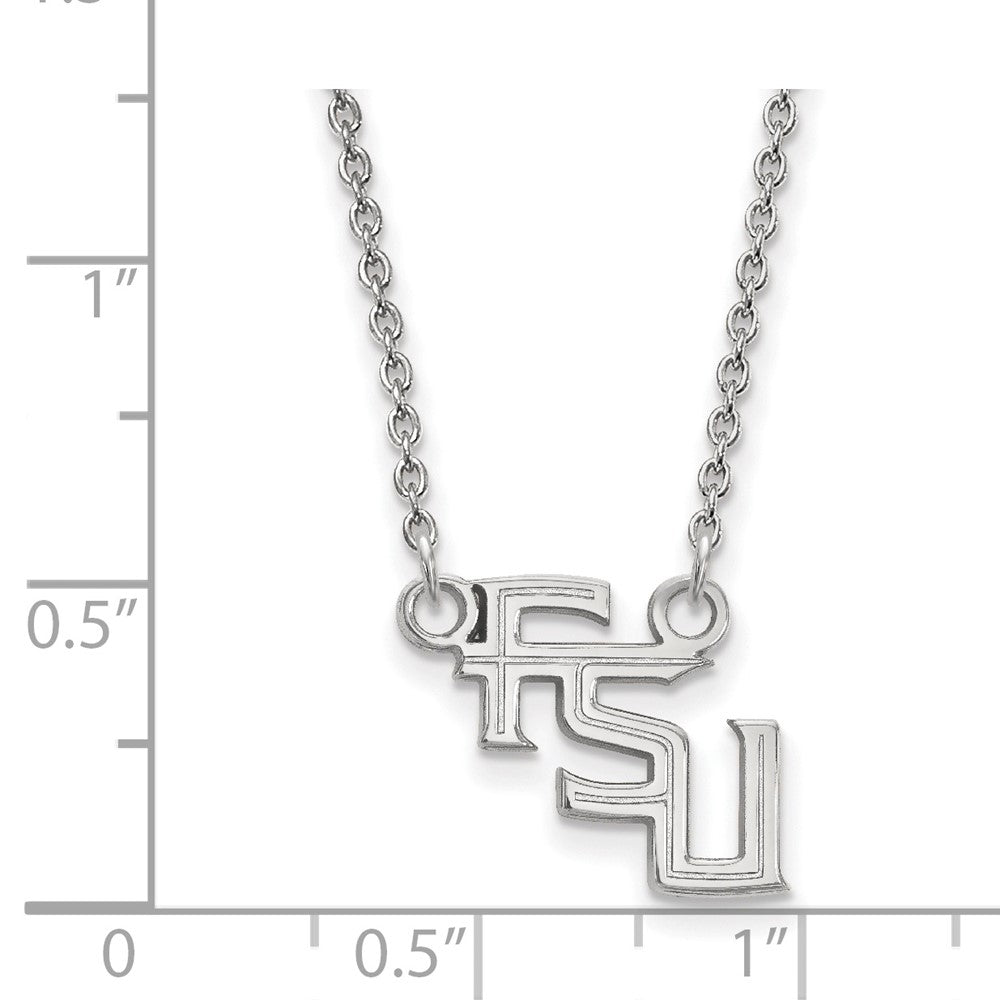 14k White Gold LogoArt Florida State University F-S-U Small Pendant 18 inch Necklace