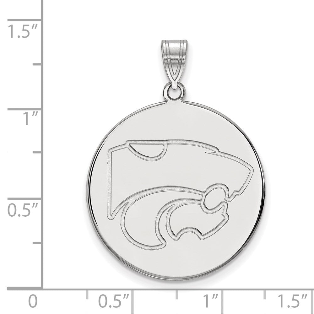 Sterling Silver Rhodium-plated LogoArt Kansas State University Wildcat Extra Large Disc Pendant