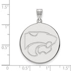 Sterling Silver Rhodium-plated LogoArt Kansas State University Wildcat Extra Large Disc Pendant