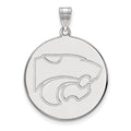 Sterling Silver Rhodium-plated LogoArt Kansas State University Wildcat Extra Large Disc Pendant