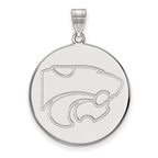 Sterling Silver Rhodium-plated LogoArt Kansas State University Wildcat Extra Large Disc Pendant