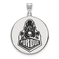 Sterling Silver Rhodium-plated LogoArt Purdue University Boilermakers Train Logo Extra Large Enameled Disc Pendant
