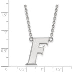 10k White Gold LogoArt University of Florida Letter F Large Pendant 18 inch Necklace