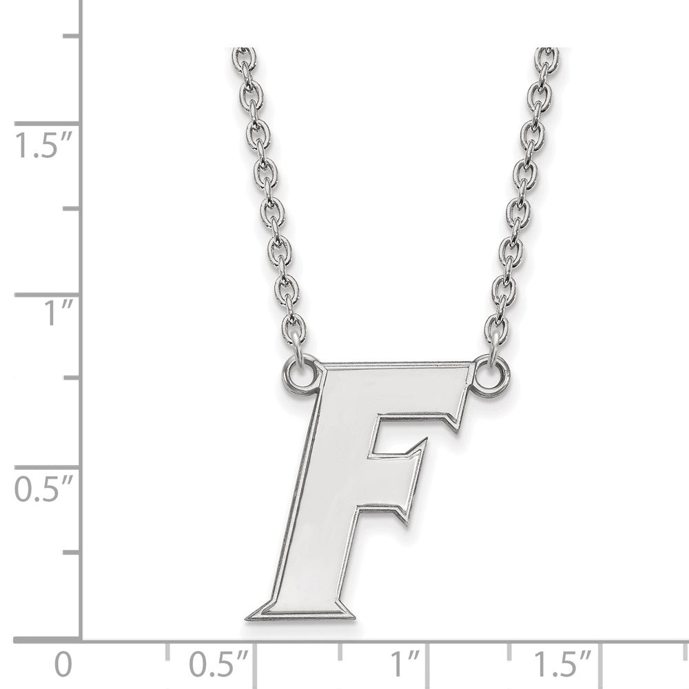 Sterling Silver Rhodium-plated LogoArt University of Florida Letter F Large Pendant 18 inch Necklace