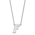 14k White Gold LogoArt University of Florida Letter F Large Pendant 18 inch Necklace
