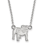 Sterling Silver Rhodium-plated LogoArt University of Georgia Bulldog Small Pendant 18 inch Necklace