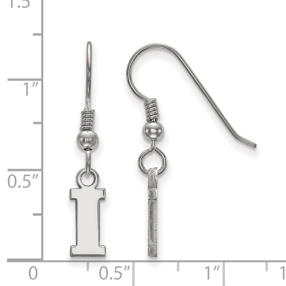 Sterling Silver Rhodium-plated LogoArt University of Iowa Letter I Extra Small Dangle Wire Earrings