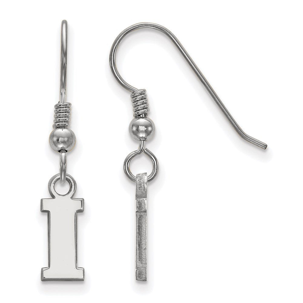 Sterling Silver Rhodium-plated LogoArt University of Iowa Letter I Extra Small Dangle Wire Earrings