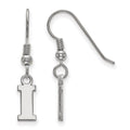 Sterling Silver Rhodium-plated LogoArt University of Iowa Letter I Extra Small Dangle Wire Earrings