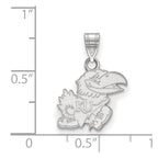Sterling Silver Rhodium-plated LogoArt University of Kansas Jayhawk Small Pendant