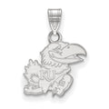 10k White Gold LogoArt University of Kansas Jayhawk Small Pendant