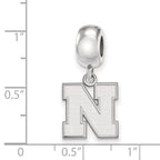 Sterling Silver Rhodium-plated LogoArt University of Nebraska Letter N Small Dangle Bead Charm