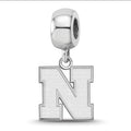Sterling Silver Rhodium-plated LogoArt University of Nebraska Letter N Small Dangle Bead Charm