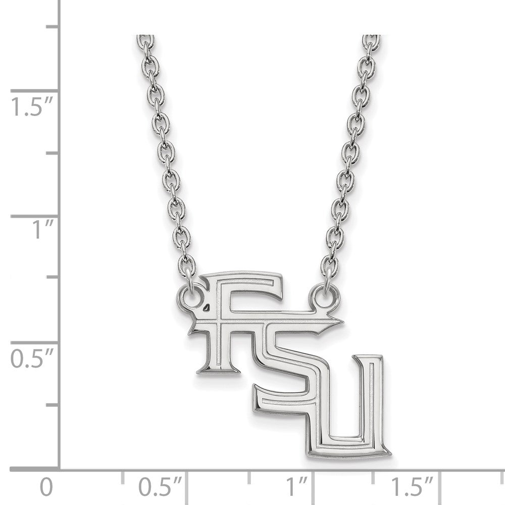 10k White Gold LogoArt Florida State University F-S-U Large Pendant 18 inch Necklace