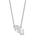Sterling Silver Rhodium-plated LogoArt Florida State University F-S-U Large Pendant 18 inch Necklace