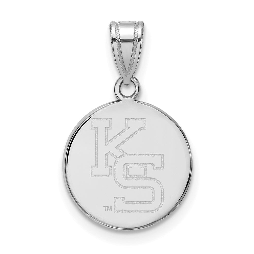 Sterling Silver Rhodium-plated LogoArt Kansas State University K-S Medium Pendant
